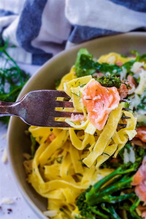 easy-smoked-salmon-pasta-hungry-healthy-happy image