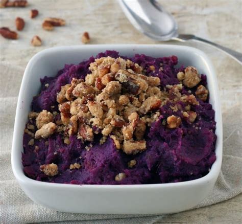 purple-sweet-potato-casserole-with-praline-topping image