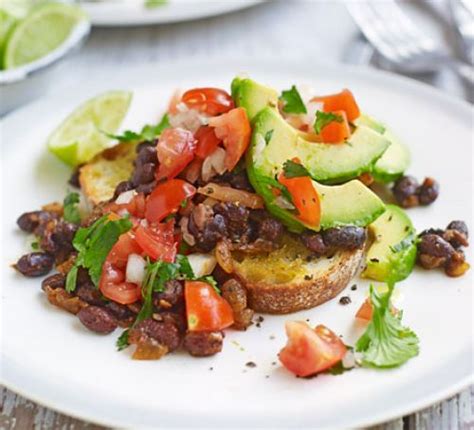 vegan-breakfast-mexican-beans-and-avocado-on-toast image