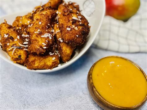 coconut-chicken-tenders-with-mango-dipping-sauce image