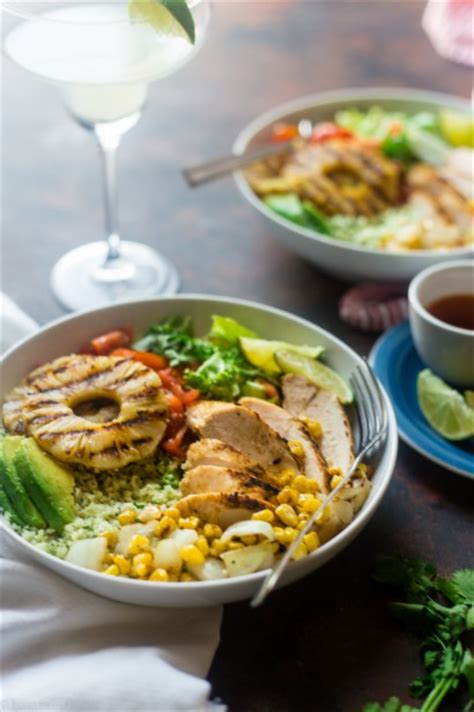 pineapple-grilled-cauliflower-rice-mexican-chicken-bowls image