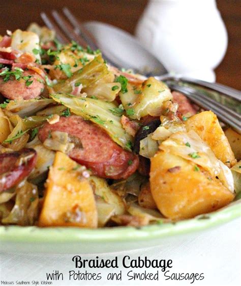 braised-cabbage-with-potatoes-and-smoked-sausages image