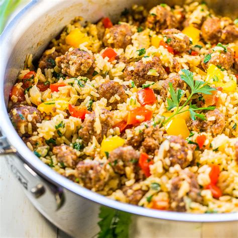 italian-sausage-and-peppers-skillet-with-rice-averie image