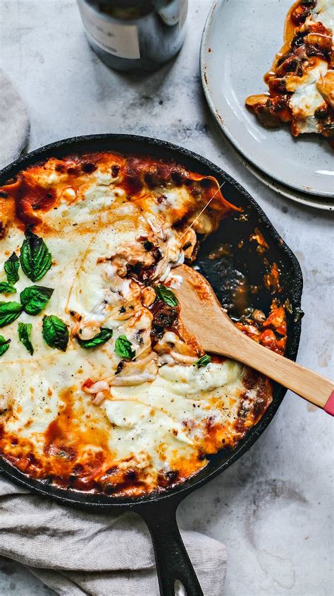 lazy-skillet-lasagna-with-spinach-and-mushrooms image