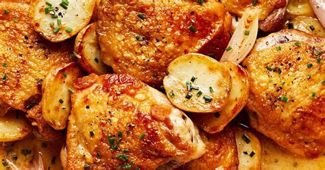 braised-chicken-with-potatoes-and-chive-butter-sauce image