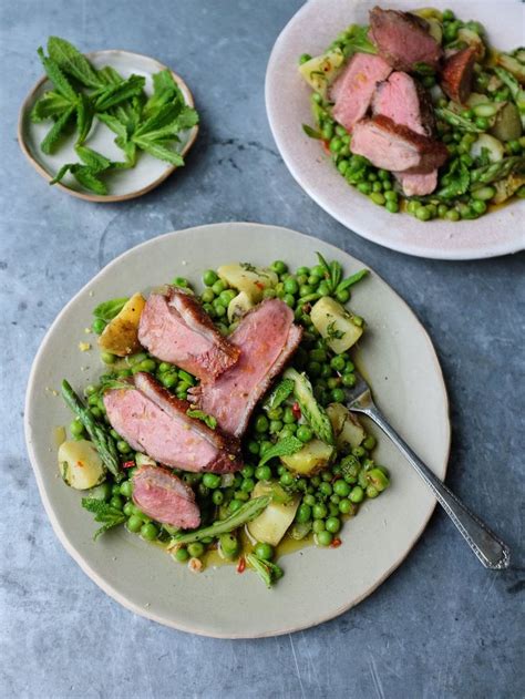 pan-fried-duck-breast-with-spring-veg-jamie-oliver image