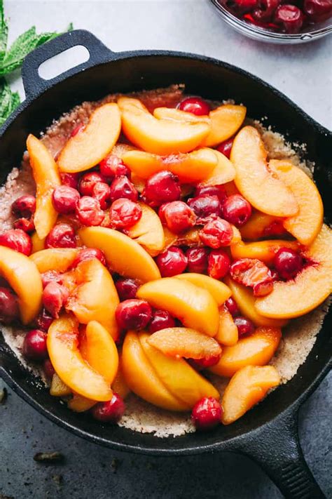 cherry-peach-brown-betty-recipe-diethood image