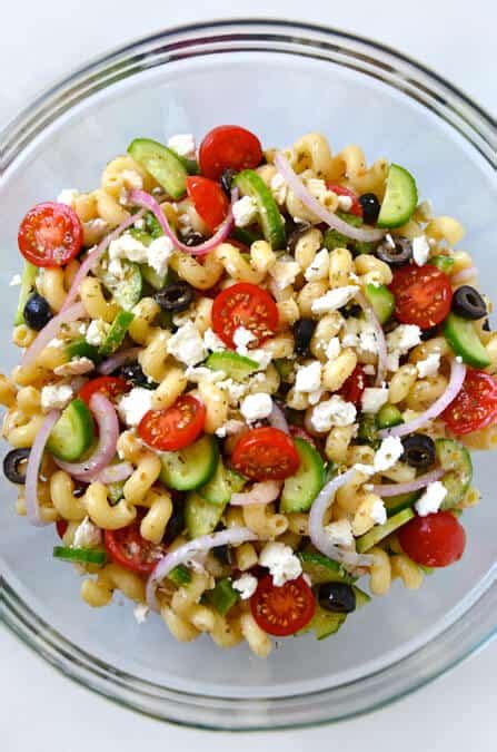 greek-pasta-salad-with-red-wine-vinaigrette-just-a-taste image