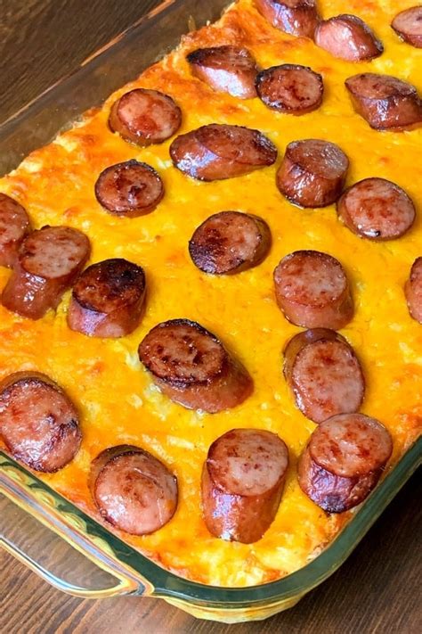 smoked-sausage-and-cheesy-potato-casserole-plowing image
