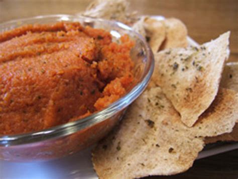 baked-herb-pita-crisps-with-roasted-carrot-dip-half image