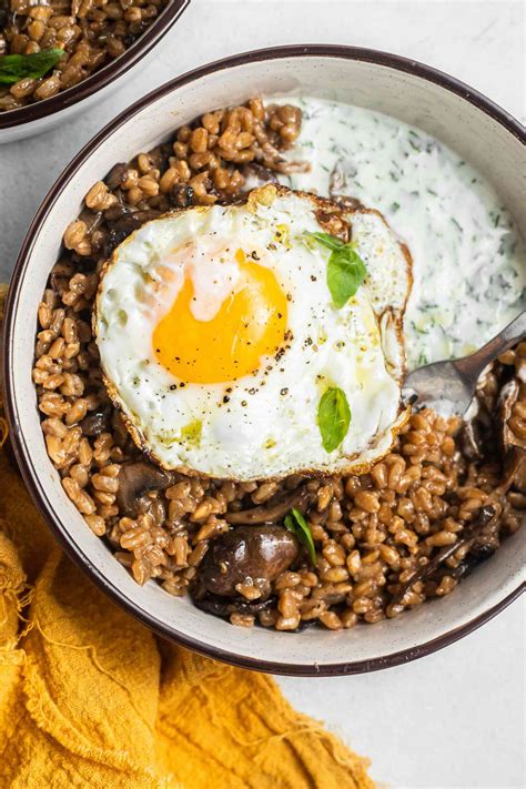 farro-mushroom-and-egg-grain-bowls-recipe-simply image