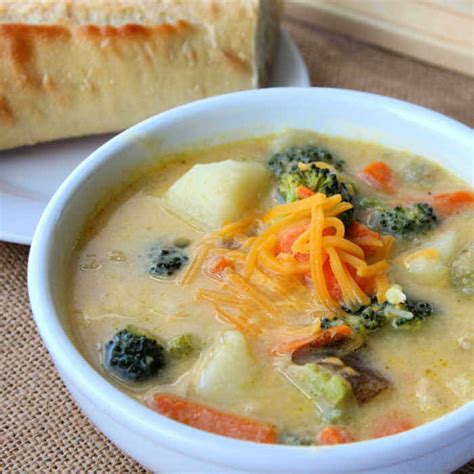 easy-creamy-vegetable-soup-recipe-eating-on-a-dime image