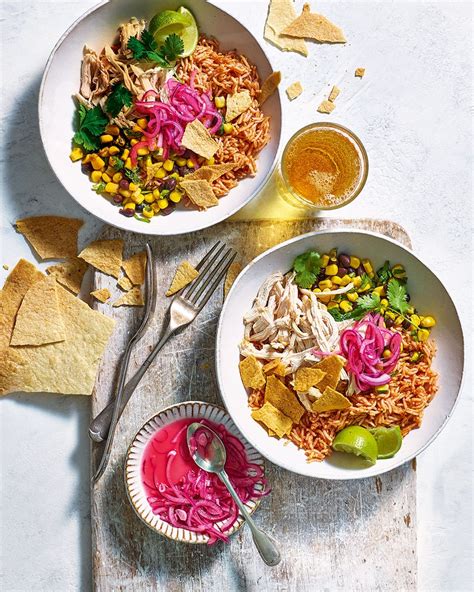 mexican-chicken-and-red-rice-burrito-bowls-delicious image