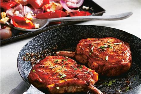 honey-balsamic-pork-chops-with-roasted-peppers image