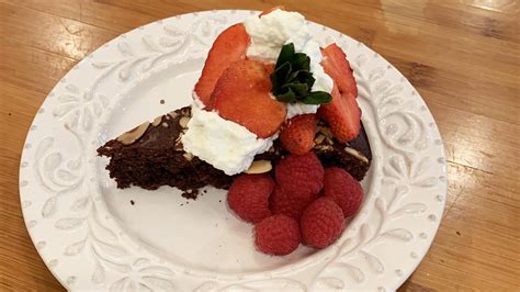 chocolate-almond-torte-with-berries-rachael-ray-show image