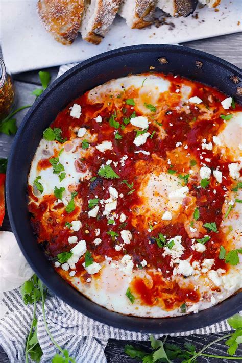 easy-shakshuka-with-feta-eggs-in-tomato-sauce-bowl image