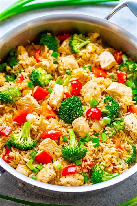 chicken-and-rice-skillet-with-veggies-averie-cooks image