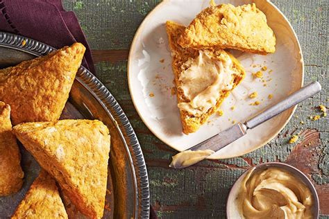 pumpkin-scones-with-whipped-brown-butter-icing image