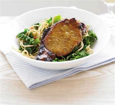 sticky-pork-with-gingered-noodles-kale image