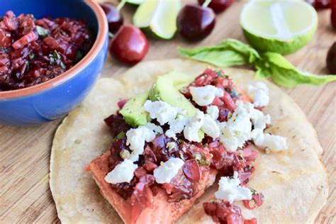 salmon-tacos-with-cherry-lime-chipotle-salsa-sprint image