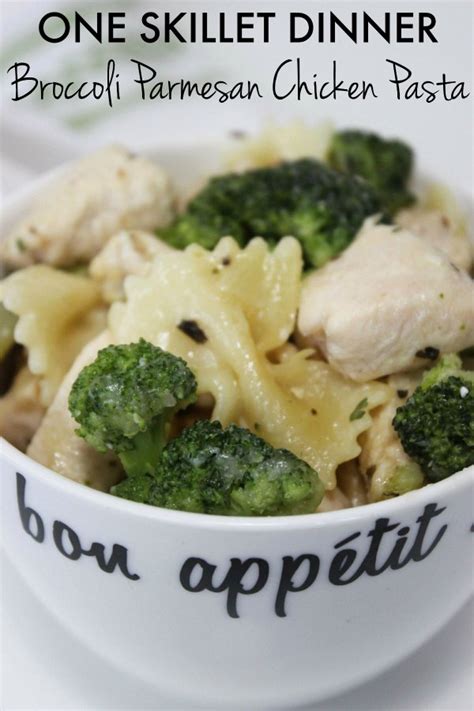 one-skillet-broccoli-parmesan-chicken-with-bow-tie-pasta image