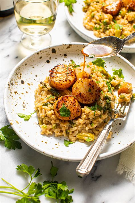 lemon-butter-scallops-with-spring-risotto-butter-be image
