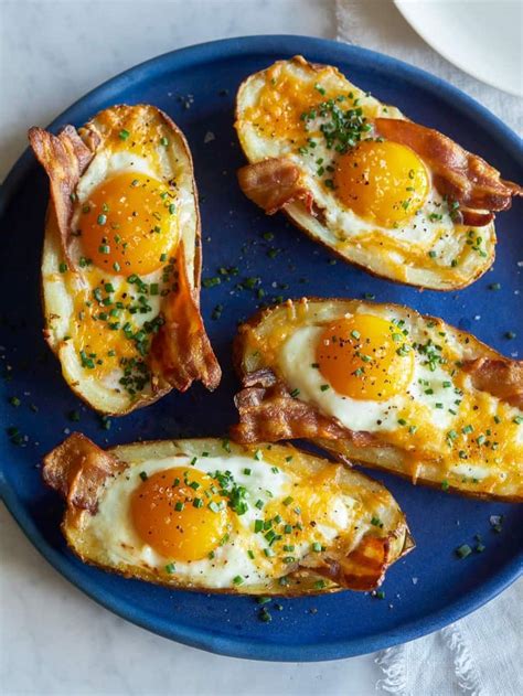 twice-baked-breakfast-potatoes-spoon-fork-bacon image