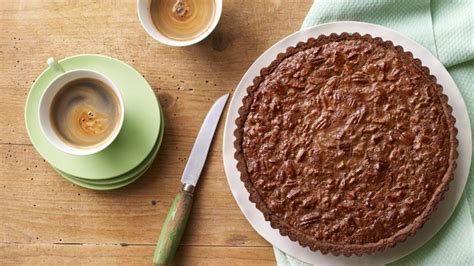 chocolate-pecan-tart-recipe-bbc-food image