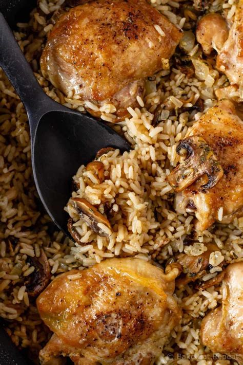 one-pot-mushroom-chicken-and-rice-bake-eat-repeat image