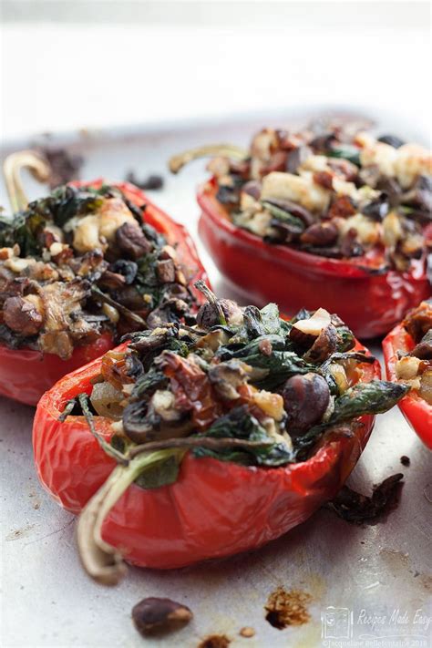 roasted-red-peppers-with-mushrooms-spinach-and-feta image