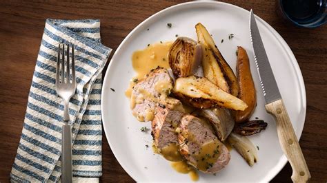 pork-tenderloin-with-pears-and-shallots-recipe-bon-apptit image