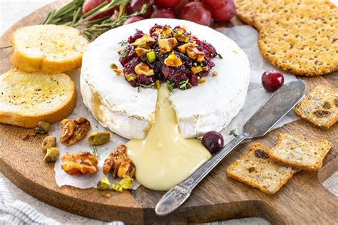 cranberry-walnut-baked-brie-recipe-simply image