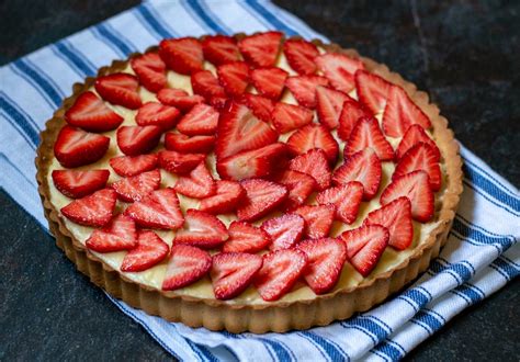 french-strawberry-custard-tart-recipe-cooking image
