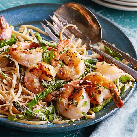 grilled-asparagus-shrimp-with-pasta-eatingwell image