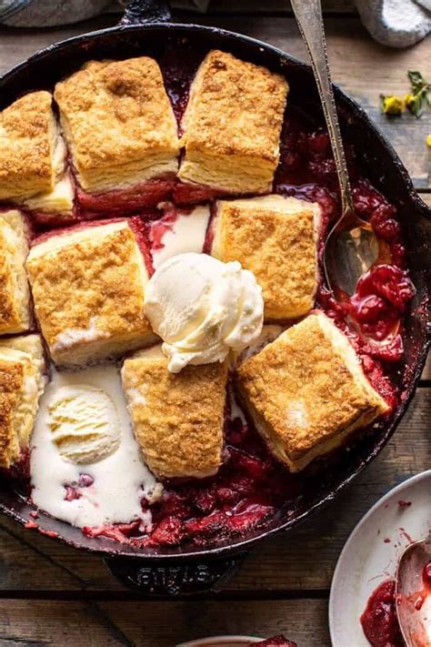 skillet-strawberry-bourbon-cobbler-with-layered image