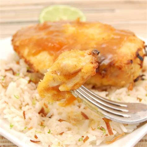 coconut-chicken-with-apricot-sauce-sweet-peas image