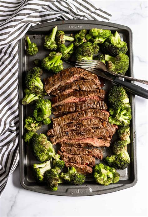 15-minute-sheet-pan-steak-and-broccoli-dinner-lemons image