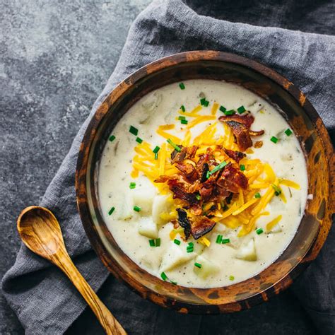 creamy-potato-soup-with-bacon-and-cheese-savory image