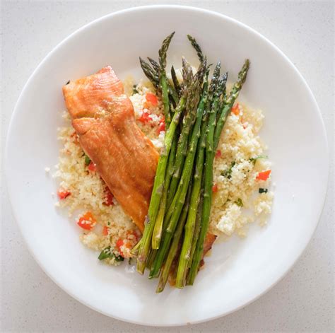 mango-glazed-salmon-with-red-pepper-couscous image