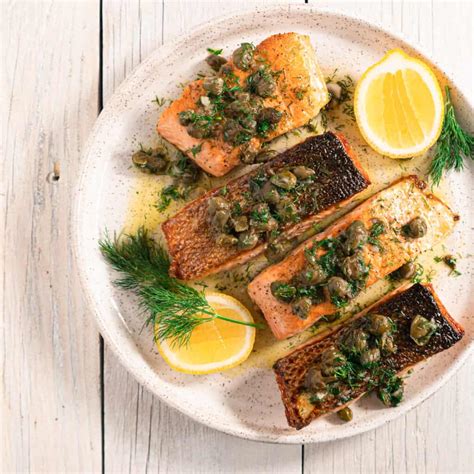 crispy-pan-seared-salmon-with-fried-caper-vinaigrette image