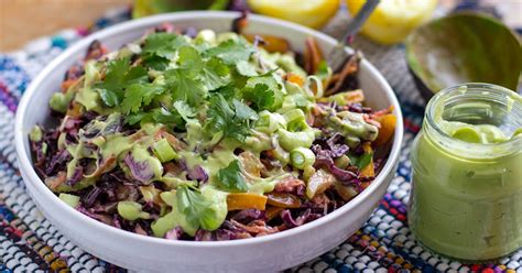 red-cabbage-slaw-with-creamy-avocado-dressing image