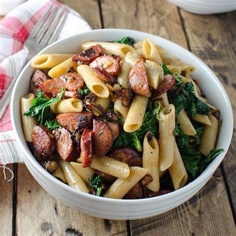 whole-wheat-pasta-with-spicy-chorizo-and-kale image
