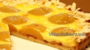 canned-peach-custard-tart-recipe-video-culinary image