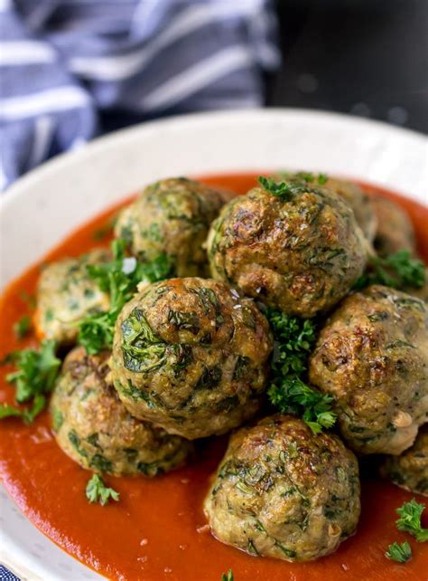 spinach-garlic-baked-turkey-meatballs image