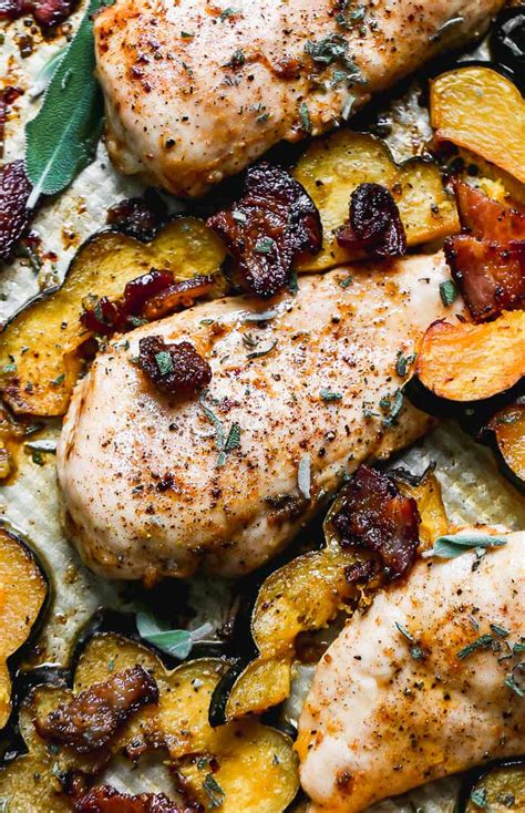 one-pan-chicken-with-bacon-and-acorn-squash-cooking image
