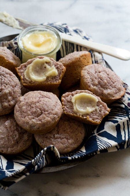 blue-cornbread-muffins-with-salty-honey-butter-a-cozy image