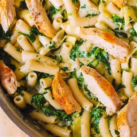 spinach-artichoke-pasta-with-chicken-julias-album image