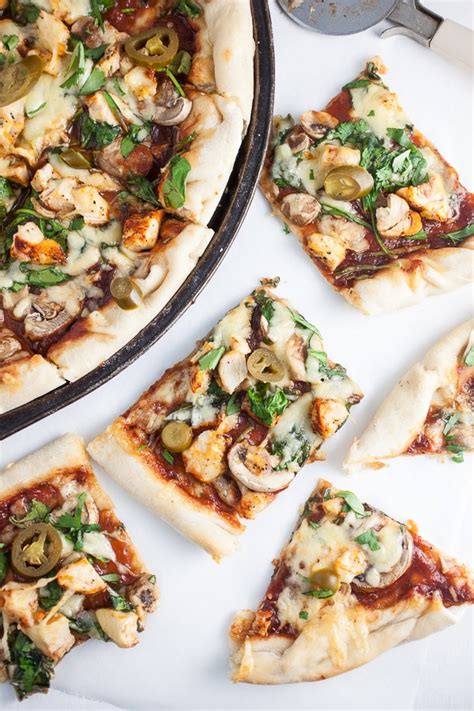 bbq-chicken-pizza-with-mushrooms-the-rustic-foodie image