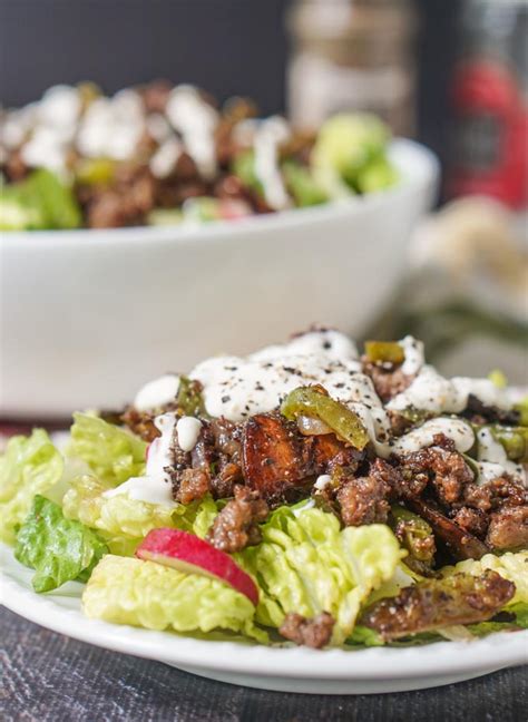cheesesteak-salad-with-parmesan-dressing-a-tasty image