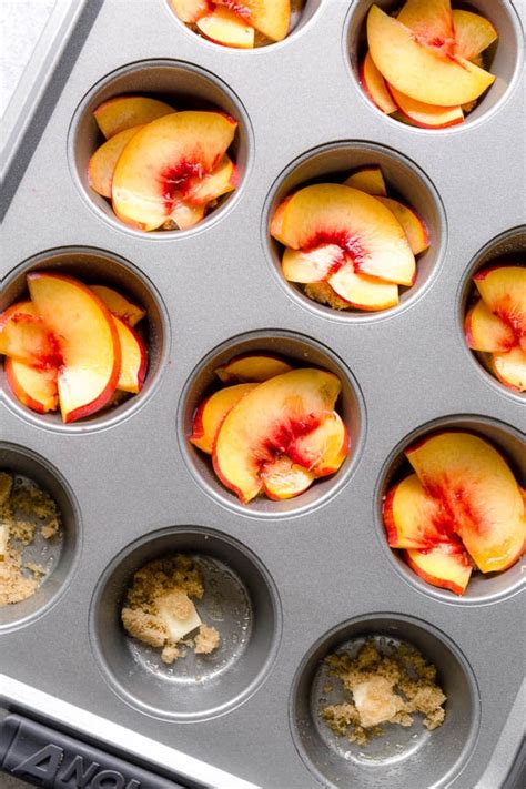 peach-upside-down-mini-cakes-cupcakes-sweet image